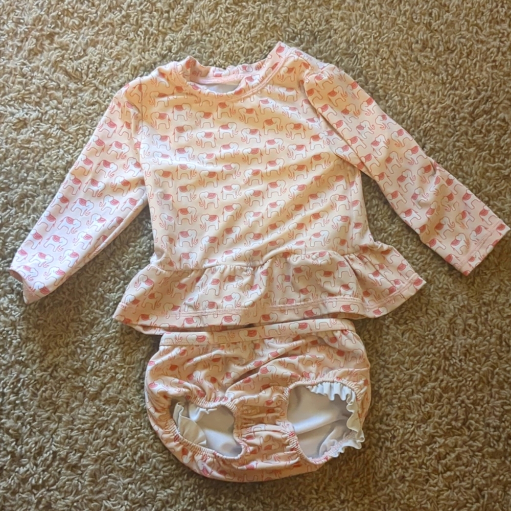 Janie and Jack Rash Guard Swim Suit - 12-18 months GUC